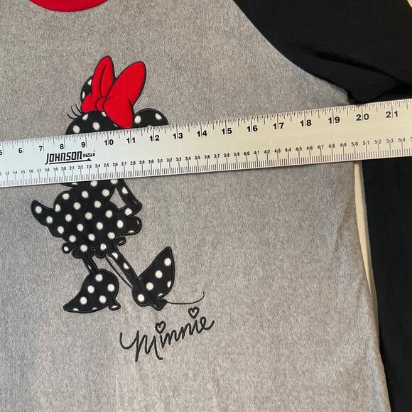 Disney Women Sleepwear L Gray Polka Dot Minnie Mouse Graphic Print Long Sleeve - Picture 4 of 6